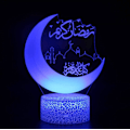 Miniatyrbillede 1 af 5: 3D Illusion Lampe Måne Stemningslys 7 Farveskiftende Akryl LED Natlys USB Kabler Soveværelse Skrivebord Dekoration