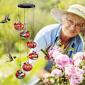 Miniatyrbillede 2 af 8: Vindspil Kolibri Foderautomater, Kolibri Foderautomat til Udendørs Hængende Myre- og Bi-Sikker, Glas Vindues Fuglefoderautomater med 6 Glaskugler, Perfekt til 6 ballsorange&green