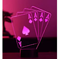 Miniatyrbilde 1 av 4: 3D Poker Nattlys Lampe Illusions 7 Farge Skiftende Berøringsbryter Bord Skrivebord Dekor Lamper Akryl Flat ABS Base USB Kabel Bursdagsgave Leke