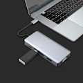 Miniatyrbillede 4 af 7: Aluminium Type C 5-i-1 dockingstation med HDMI dobbelt skærm til iphone Mac Book / Huawei Mate Book