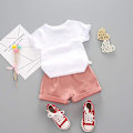 Miniatyrbillede 3 af 7: Baby Småbørn Piger Tøj Vandmelon T-shirt Toppe Hør Shorts Sæt Søde Sommer Shorts Sæt pink 80cm