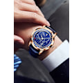 Miniatyrbillede 4 af 5: Stjernehimmel Månefase Herreure Automatiske Mekaniske Ure Blåt Læder Luksus Kjole Vandtætte Lysende Armbåndsure