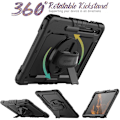 Miniatyrbilde 3 av 5: Tab S7 Plus S7+ 12,4\" 2020 (SM-T970/T975/T976) Deksel, 360 Graders Roterende Stativ/Håndstropp, [Skjermbeskytter] Galaxy Tab S7+ Svart Håndstropp
