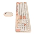 Pikkukuva 4 / 7: Langaton näppäimistö ja hiiri -yhdistelmä, ihana langaton retro pyöreä näppäinhattu näppäimistö 1600 DPI optinen hiiri Windowsille OS X:lle Beige