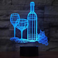 Miniatyrbillede 5 af 6: 3D Vinflaske Natlys Lampe Illusion Natlys 7 Farveskiftende Berøringskontakt Lamper Gave med Akryl Flad ABS Base USB Kabel Legetøj