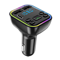 Miniatyrbillede 1 af 3: 2023 Bluetooth 5.3 FM-sender til bil, stærkere dobbelt mikrofoner dyb baslyd, 48W PD&QC3.0 billader Bluetooth-adapter