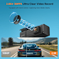 Miniatyrbillede 2 af 8: Dash Cam, 2.5k 1440P WiFi Dashcams, Dash Camera for Cars with APP, Mini Car Camera, Free 32GB SD Card, Night Vision, 24H Parking Mode, G-Sensor, Loo Black