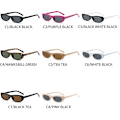 Miniatyrbilde 3 av 7: Trendy ovale dame solbriller designer luksus mote unisex leopard små vintage smale solbriller Black Frame Tea