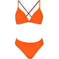 Pikkukuva 4 / 5: WJSMBikini Set naisille Kaksiosainen uimapuku V-kaula-aukko matalavyötäröinen ristikkäin selkä itse solmittavat spagettihihnat Tiger Orange M