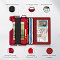 Miniatyrbilde 2 av 6: Taktisk minimalistisk lommebok for menn, slank RFID-blokkerende metallkortlomme, frontlomme Menu2019s skinn Dapper Bifold-lommebok med pengesklips Carbon Fiber Red