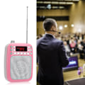 Miniatyrbilde 6 av 7: M301 Bærbar FM-radio Opptakshøyttaler Multifunksjon Stemmeforsterker Mikrofon Høyttaler for Lærerguide med BelteRosa