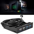 Miniatyrbillede 5 af 7: 3,5-tommer 19PIn T9 Pin Højhastigheds USB3.0+USB2.0 4-Port Floppy Drive Frontpanel