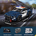 Miniatyrbild 7 av 7: 15073 Barricade Polisbil Byggsatser, MOC Deformerad Mustang Pull-Back Drag Race Leksaksbil Modellkit, (786 Bitar, Dynamisk Version)