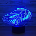 Miniatyrbillede 2 af 7: 3D Politi Visual Led Hjemmedekoration Gradienter Modellering Bordlampe til Børn Touch Button Bil Natlampe Baby Søvn USB Belysning Gave