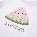 Miniatyrbilde 4 av 7: Baby Småbarn Jenter Klær Vannmelon T-skjorte Topper Lin Shorts Antrekk Søte Sommer Shorts Sett green 110cm