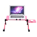 Miniatyrbillede 3 af 7: 360° Justerbar Foldbar Bærbar Computer Bord Stativ Holder m/ Køling Dobbelt Vifte Mus Boad Rose Rød