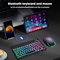 Pikkukuva 3 / 3: Langaton näppäimistö ja hiiri Bluetooth-näppäimistöt venäjäksi rgb-näppäimistöpaketti Taustavalaistut näppäimistöt Hiirisetti tietokoneelle IPad-puhelimelle