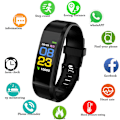 Miniatyrbillede 3 af 7: 115 Plus Farveskærm Smartwatch Armbånd Armbånd Puls Fitness Tracker (Sort)