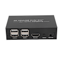 Miniatyrbilde 7 av 7: KVM-svitsj 4 USB 2.0-porter 1 skjerm 2 datamaskiner Støtte 4Kx2K HD Multimedia Interface KVM-svitsj med 2 USB-kabler