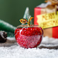 Miniatyrbild 8 av 8: Röd Kristalläpple Figur Dekorationsvikt, Glasäpple Samlarobjekt med Fyllda Strass Dekoration för Hembord Dekoration Jul