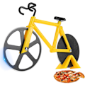 Miniatyrbillede 1 af 6: Cykel Pizzaskærer Hjul - Sjov Housewarming Gaver til Mænd - Cykel Pizzaskærer - Seje Gaver til Køkkenet - Rustfrit Stål Pizzaskærer -   (Gul