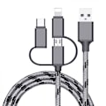 Miniatyrbild 1 av 6: 3 i 1 Multi Snabbladdningskabel 3A Nylon Flätad USB A till Lightning/Type C/Micro USB Laddare