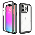 Pikkukuva 1 / 6: JUSTUP Design iPhone-kotelo sisäänrakennetulla näytönsuojalla, erittäin kestävä koko kehon suojaus, iskunkestävä läpinäkyvä kotelo iPhone XR:lle (musta)