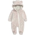Miniatyrbild 1 av 7: Nyfödd Baby Jumpsuit Fleeceoverall med Huva Långärmad Onesie Ytterkläder cream-coloured 12M