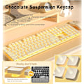 Miniatyrbild 4 av 7: Bakgrundsbelyst Trådlöst Tangentbord och Mus, Tyst Inmatning, Sömnläge, 2.4G Laddningsbart Datortangentbord och Optisk Musuppsättning för Laptop PC Milky+warm light