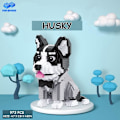 Miniatyrbillede 2 af 5: Mini Byggeklodser Dyresæt, DIY Mikro 3D Byggelegetøjs Klodser (Husky 973stk)