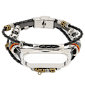 Miniatyrbillede 5 af 7: Retro læderrem til Xiaomi Mi Band 5/6 NFC Fashion DIY Upgrade ArmbåndSort Sølv