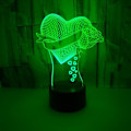 Miniatyrbilde 4 av 7: 3D LED optisk illusjon akryl nattlys med fjernkontroll og smart touch 7 farger endring（kjærlighetsrose）