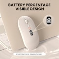 Miniatyrbillede 5 af 9: Trådløs Computermus til Laptop med Synlig Batteriniveau, 2.4G Bærbar Ultra Tynd USB Mus, Lydløs Klik Laptop Mus 1600 DPI Ivory