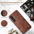 Miniatyrbild 3 av 7: Samsung Galaxy S24+plus 6.7 tum Skal, Premium Läder Klassisk Lyx PU Halkfritt Grepp Robust Stötfångare Stöttåligt Fullständigt Kroppsskydd Brown