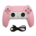 Miniatyrbild 1 av 7: Bluetooth-kontroller - Trådlös spelkontroll med laddningsbar joystick för PS4, PS5, Windows 7, 8, 10, PC, surfplatta - Rosa