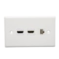 Miniatyrbilde 3 av 7: 2 Port 4K HD Multimedia Interface Ethernet Veggplate Loddefri 1 Port Cat6 Keystone Veggplate for HDTV Projektor