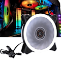 Miniatyrbillede 6 af 7: Chassis Fan Computer Cooler Mute Desktop PC Tilbehør Monokrom RGB Dobbelt Blænde 12cm (Dobbelt Blænde Hvidt Lys Skruer)