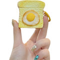 Miniatyrbillede 1 af 7: Etui Kompatibelt med Airpods 1 & 2, 3D Sødt Kawaii Æg Toast Design Nøglering Etui Cover, Bærbart Øretelefon Tilbehør Blød Silikone