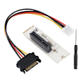 Pikkukuva 3 / 7: NGFF M.2 Key M - PCI-E Express 4X -sovitinkortti LED-jänniteilmaisimella ja SATA-virtakaapelilla