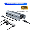 Pikkukuva 1 / 3: Steam Deck -telakka-asema TV-teline 6-in-1-keskitin alumiiniseos pidiketelakka 60Hz HDMI-yhteensopiva USB-C Steam Deck -konsolille