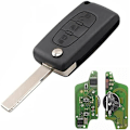 Miniatyrbillede 1 af 3: Fuld tom fjernbetjening med 3 knapper og CE0523-nøgle til programmering til Citroen C1 C2 C3 C4 C5 C6 C8 Xsara Picasso Peugeot 207 208 307 308 407 807