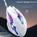 Miniatyrbillede 3 af 8: Ledningsforbundet Gaming Mus Computermus Mekanisk Åndedrætsfarvet Lys med Lyd 7 Taster USB Flettet Reb 4 Hastighed DPI Ergonomi PC Laptop Mecha Hvid
