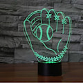 Miniatyrbilde 2 av 8: 3D LED Baseball-hansker Optisk Illusjon Sensor Nattlys med Smart Berøring & USB-kabel 7 Farger Skiftende LED Atmosfærisk Lampe