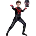 Miniatyrbillede 5 af 5: Børne Miles Morales Kostume Spiderman Cosplay Heldragt Sort 140CM sort