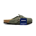 Miniatyrbillede 3 af 4: Birkenstocks Boston BS Unisex fællesmodel ruskind sko med lukket tå, armygrøn 45