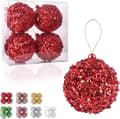 8 cm julkula, 4-pack hållbara julgranskulor, röd red