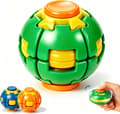 3D-printad \"Press to Spin\" Fidget Ball, 360° rotation Press Rotate Green