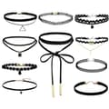 Chokerhalsband, svart sammet, stretch, gotiskt klassiskt set