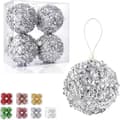 8 cm julkula, 4-pack hållbara julgranskulor, silver silver