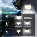 Miniatyrbillede 3 af 5: Pakke med sorte solcelle udendørslys med bevægelsessensor, LED, IP65, vandtæt, trådløse sensorlys med 3 tilstande